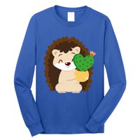 Hedgehog And Cactus Love Heart Cute Valentines Day Gift Long Sleeve Shirt