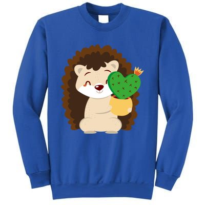 Hedgehog And Cactus Love Heart Cute Valentines Day Gift Sweatshirt