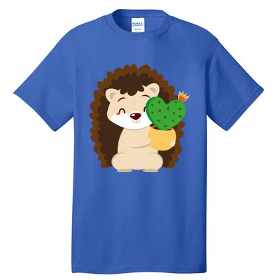 Hedgehog And Cactus Love Heart Cute Valentines Day Gift Tall T-Shirt