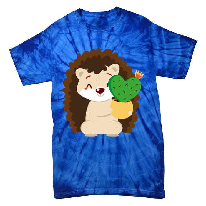 Hedgehog And Cactus Love Heart Cute Valentines Day Gift Tie-Dye T-Shirt