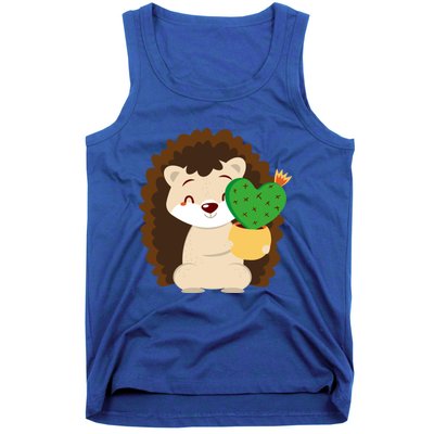 Hedgehog And Cactus Love Heart Cute Valentines Day Gift Tank Top