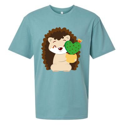 Hedgehog And Cactus Love Heart Cute Valentines Day Gift Sueded Cloud Jersey T-Shirt