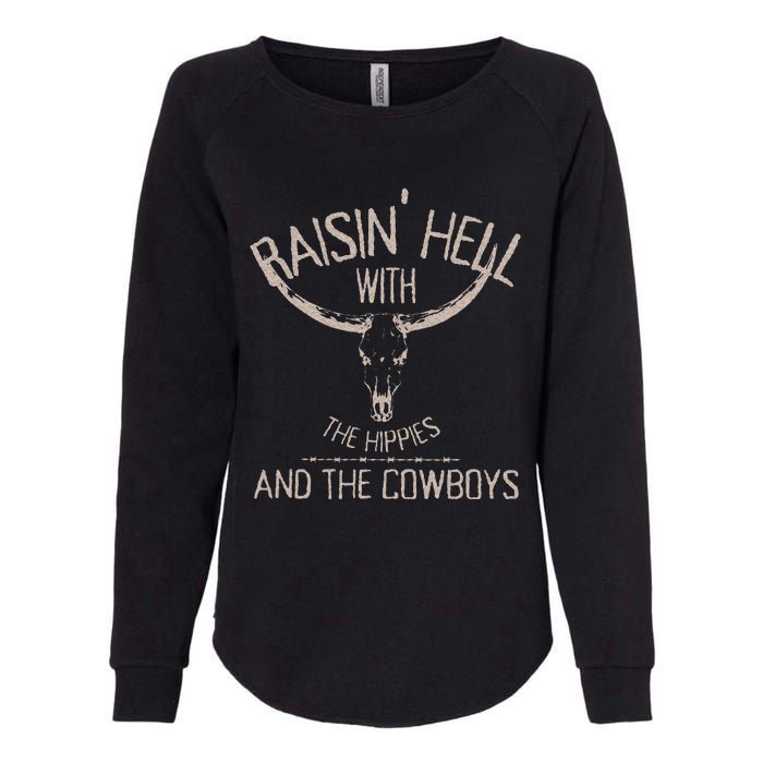 Hippies And Cow Western Cowhide Cow Womens California Wash Sweatshirt