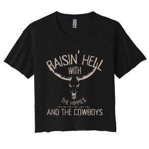 Hippies And Cow Western Cowhide Cow Women's Crop Top Tee