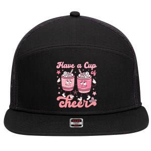 Have A Cup Of Cheer Holiday Graphic 7 Panel Mesh Trucker Snapback Hat