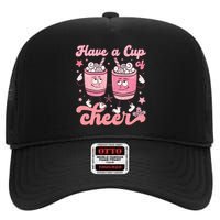 Have A Cup Of Cheer Holiday Graphic High Crown Mesh Back Trucker Hat