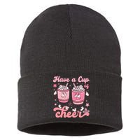 Have A Cup Of Cheer Holiday Graphic Sustainable Knit Beanie