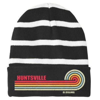 Huntsville Alabama City State Hometown Vintage Striped Beanie with Solid Band