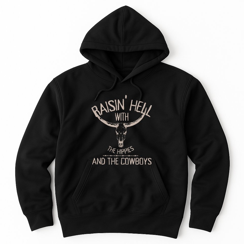 Hippies And Cowboys Western Cowhide Cowgirls Hoodie
