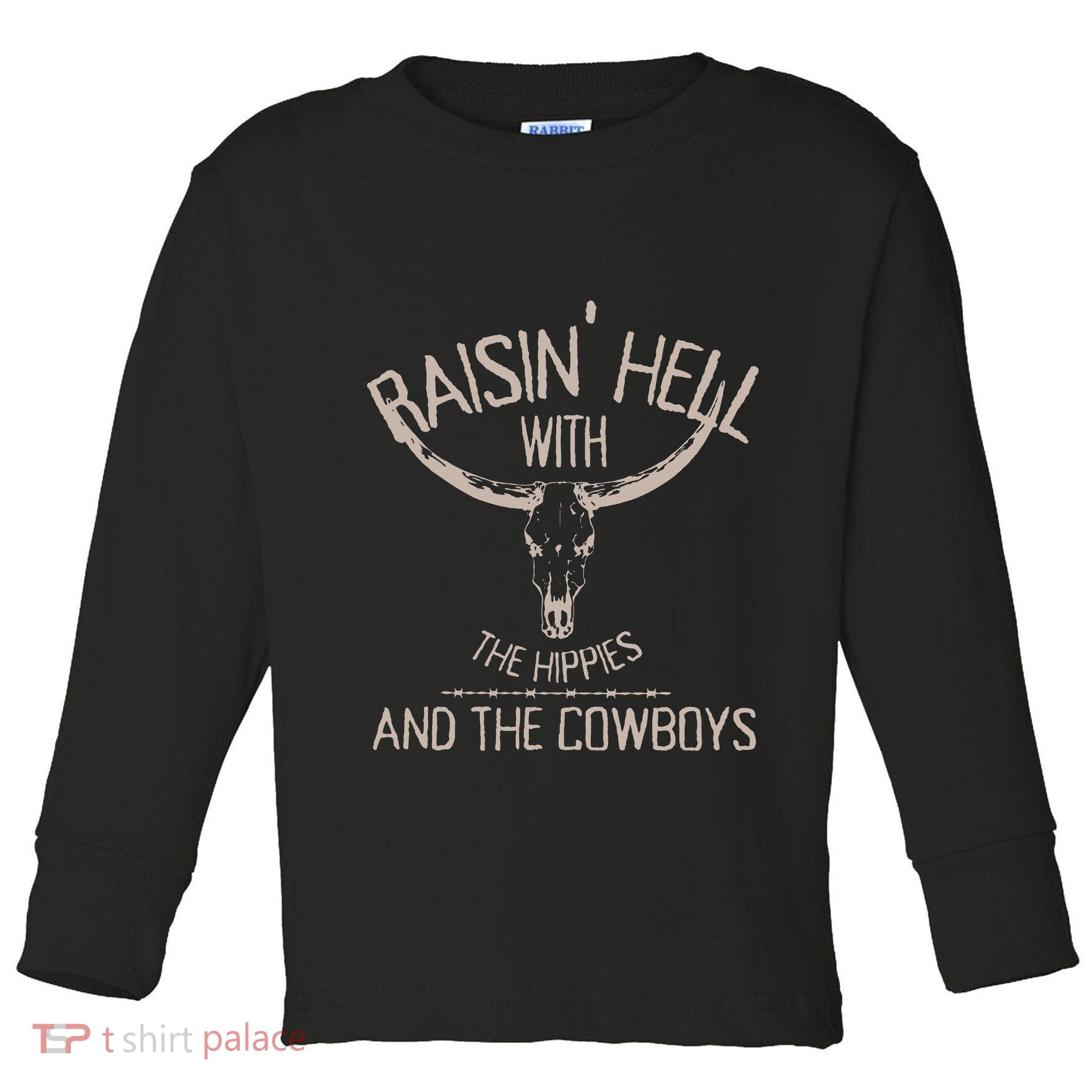 Hippies And Cowboys Western Cowhide Cowgirls Toddler Long Sleeve Shirt