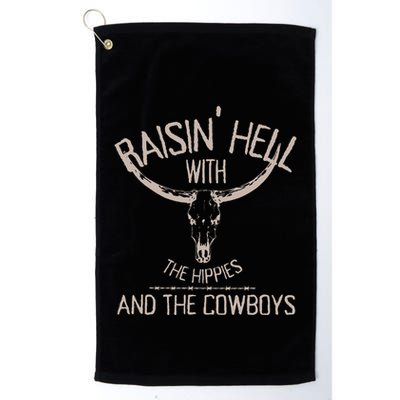 Hippies And Cowboys Western Cowhide Cowgirls Golf Towel