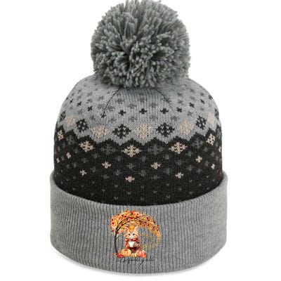 Hello Autumn Cat ItS Fall YAll Vibes Thanksgiving Coffee Cool Gift The Baniff Cuffed Pom Beanie