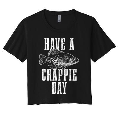 Have A Crappie Day Funny Crappie Fishing Fisherman Crop Top