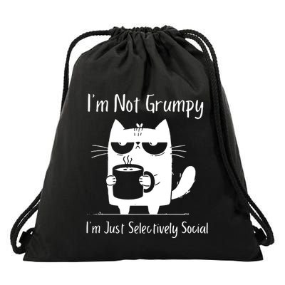 Homebody Antisocial Cat Coffee Pet Lover Gift Indoorsy Cat Mom Sarcastic Drawstring Bag