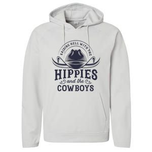 Hippies And Cowboys Cowgirls Retro 70s Western Country Rodeo Performance Fleece Hoodie