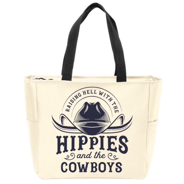 Hippies And Cowboys Cowgirls Retro 70s Western Country Rodeo Zip Tote Bag