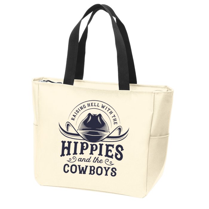 Hippies And Cowboys Cowgirls Retro 70s Western Country Rodeo Zip Tote Bag