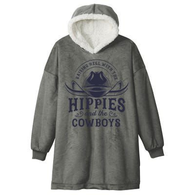 Hippies And Cowboys Cowgirls Retro 70s Western Country Rodeo Hooded Wearable Blanket