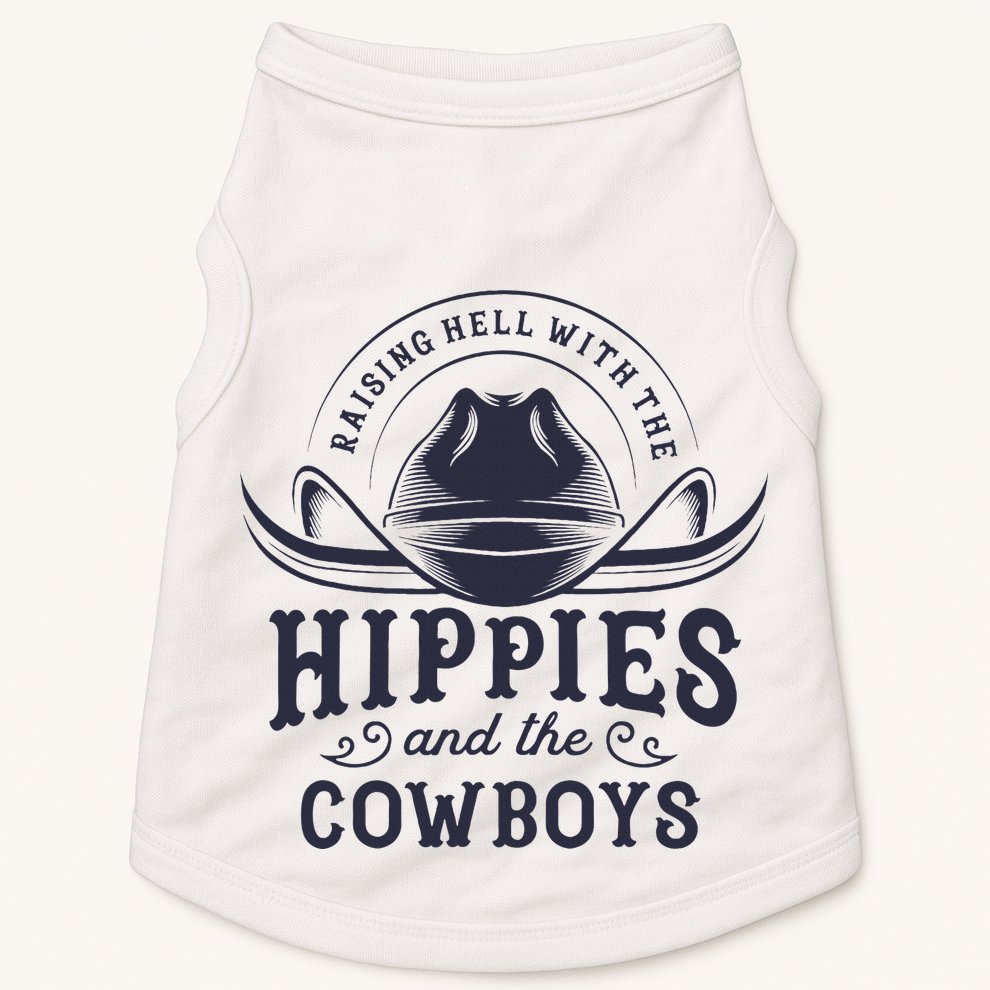 Hippies And Cowboys Cowgirls Retro 70s Western Country Rodeo Doggie Tank