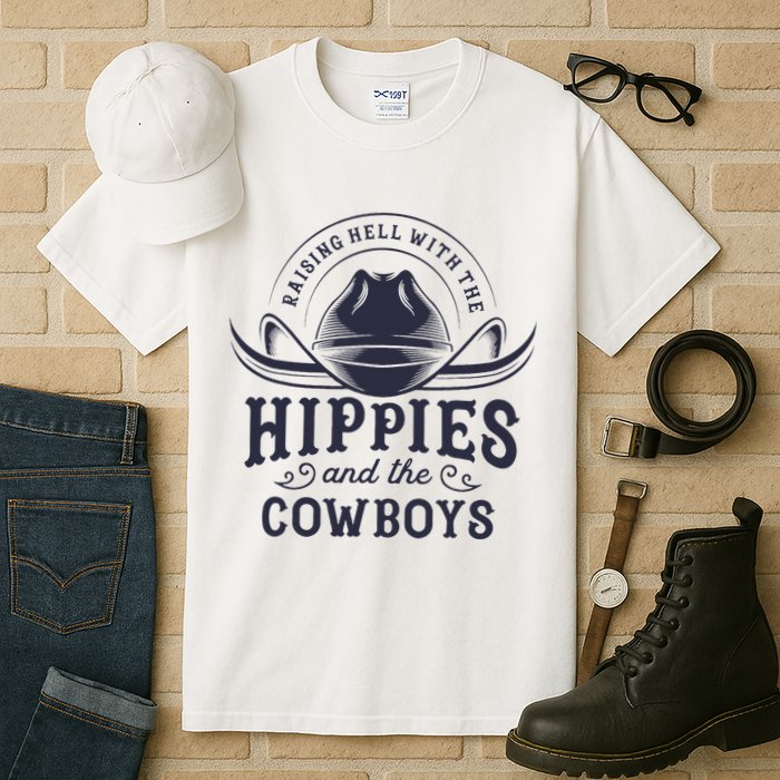 Hippies And Cowboys Cowgirls Retro 70s Western Country Rodeo Tall T-Shirt