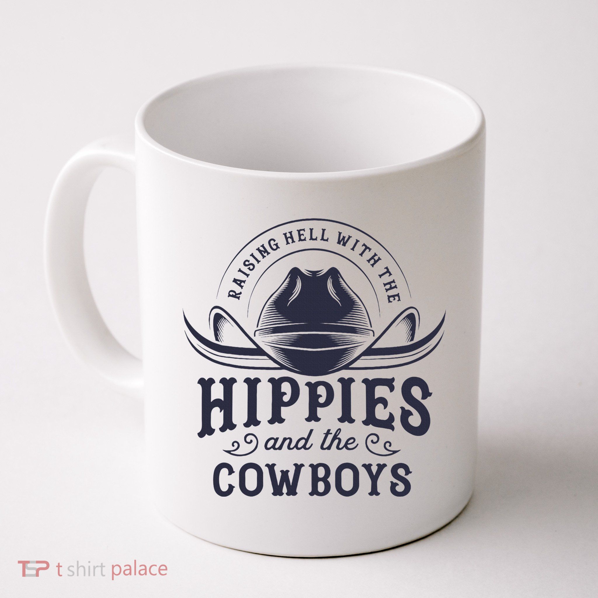 Hippies And Cowboys Cowgirls Retro 70s Western Country Rodeo Mug