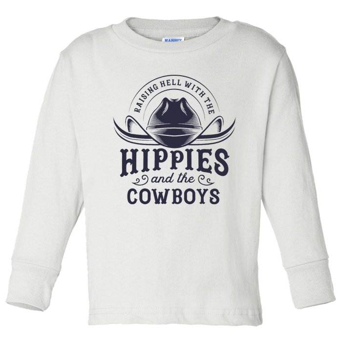 Hippies And Cowboys Cowgirls Retro 70s Western Country Rodeo Toddler Long Sleeve Shirt