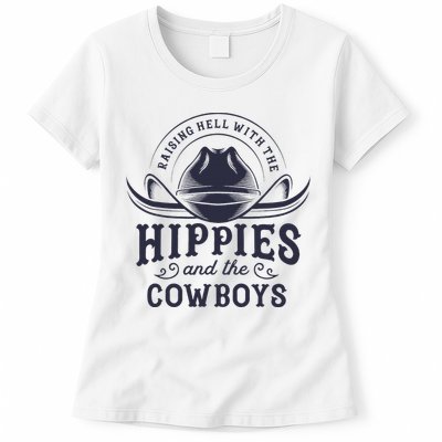 Hippies And Cowboys Cowgirls Retro 70s Western Country Rodeo Womens T-Shirt
