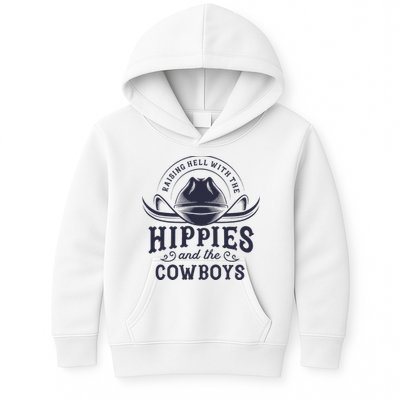 Hippies And Cowboys Cowgirls Retro 70s Western Country Rodeo Kids Hoodie