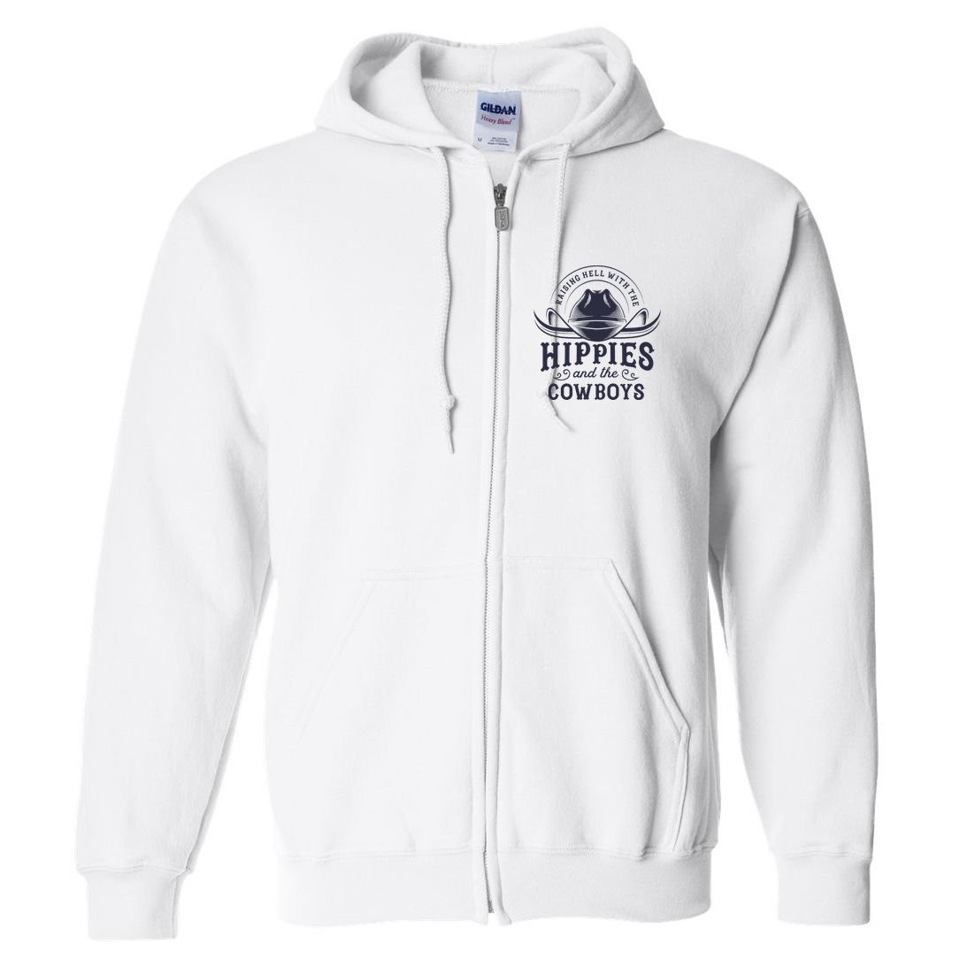 Hippies And Cowboys Cowgirls Retro 70s Western Country Rodeo Full Zip Hoodie