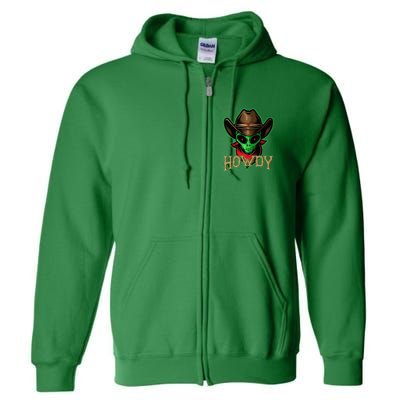 Howdy Alien Cowboy Halloween Costume Full Zip Hoodie