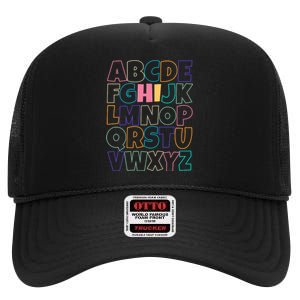 Hi ABC Colorful Alphabet High Crown Mesh Back Trucker Hat