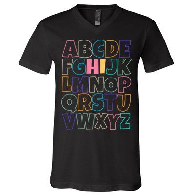 Hi ABC Colorful Alphabet V-Neck T-Shirt