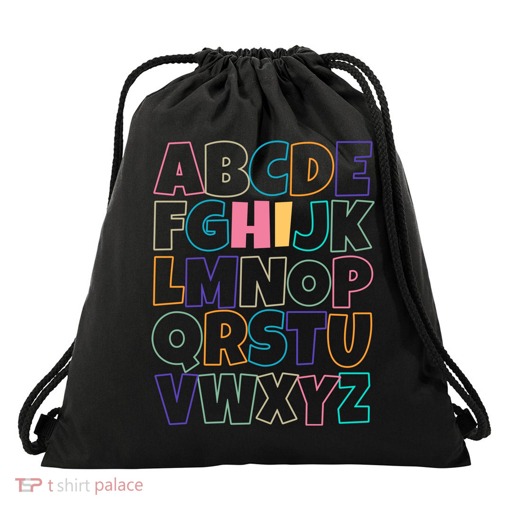 Hi ABC Colorful Alphabet Drawstring Bag