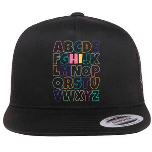 Hi ABC Colorful Alphabet Flat Bill Trucker Hat