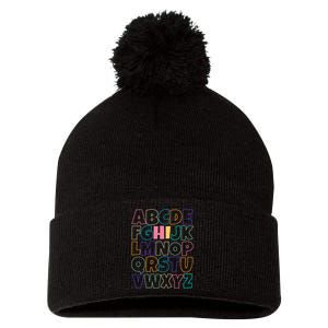 Hi ABC Colorful Alphabet Pom Pom 12in Knit Beanie