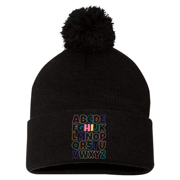 Hi ABC Colorful Alphabet Pom Pom 12in Knit Beanie