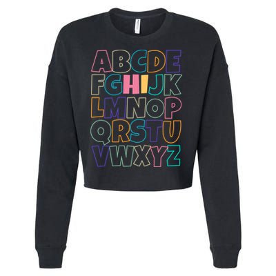 Hi ABC Colorful Alphabet Cropped Pullover Crew