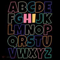 Hi ABC Colorful Alphabet Full Zip Hoodie