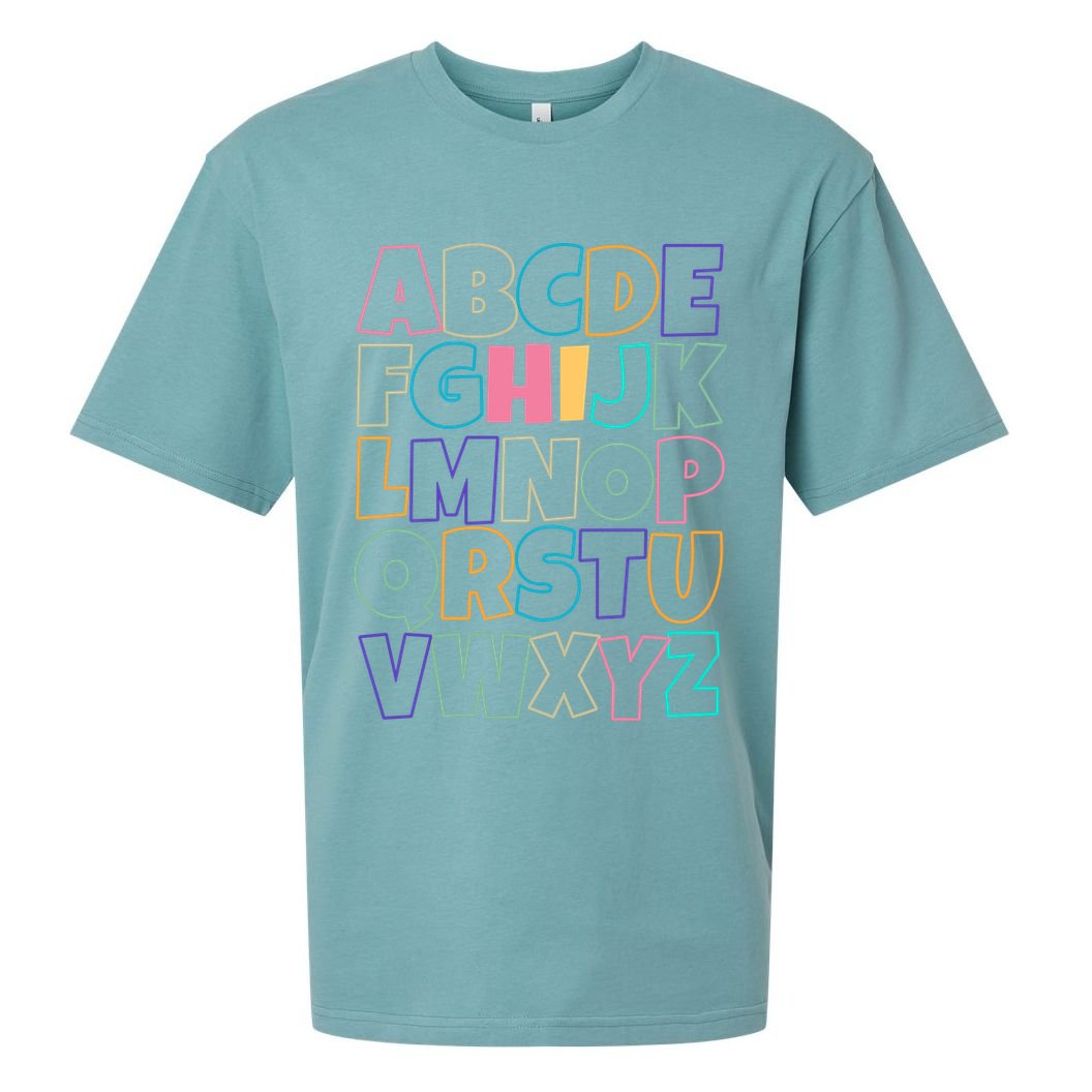 Hi ABC Colorful Alphabet Sueded Cloud Jersey T-Shirt