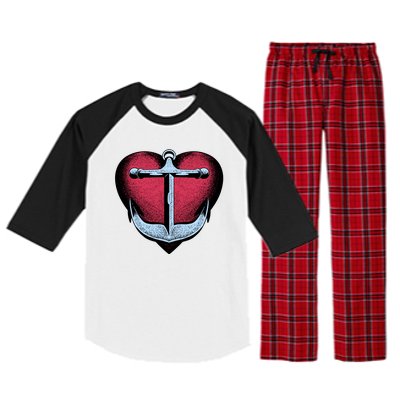 Heart Anchor Cute Gift Raglan Sleeve Pajama Set