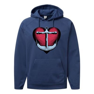 Heart Anchor Cute Gift Performance Fleece Hoodie