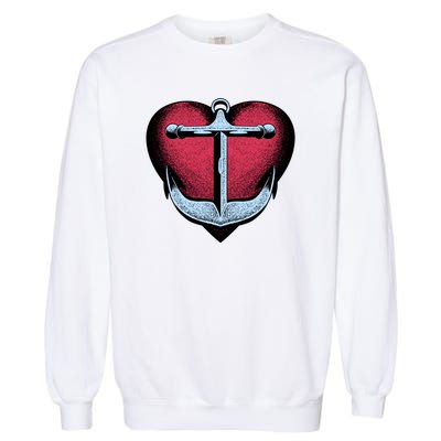 Heart Anchor Cute Gift Garment-Dyed Sweatshirt