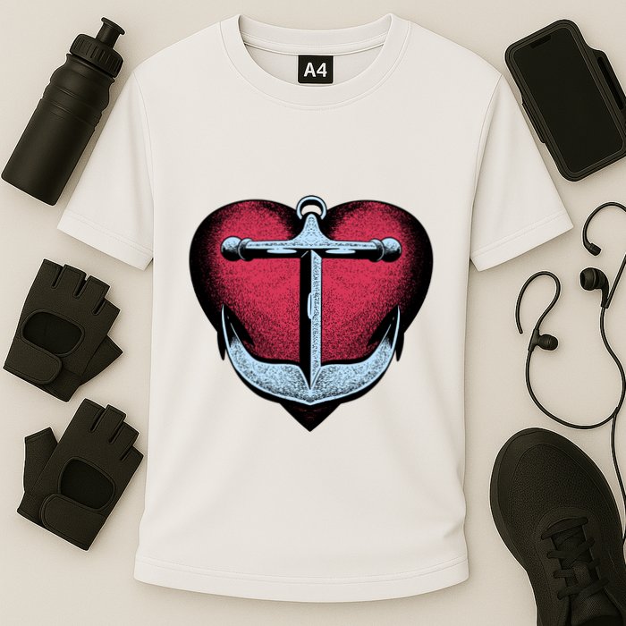 Heart Anchor Cute Gift Cooling Performance Crew T-Shirt