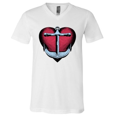 Heart Anchor Cute Gift V-Neck T-Shirt