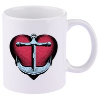 Heart Anchor Cute Gift 11oz C Handle Ceramic Mug