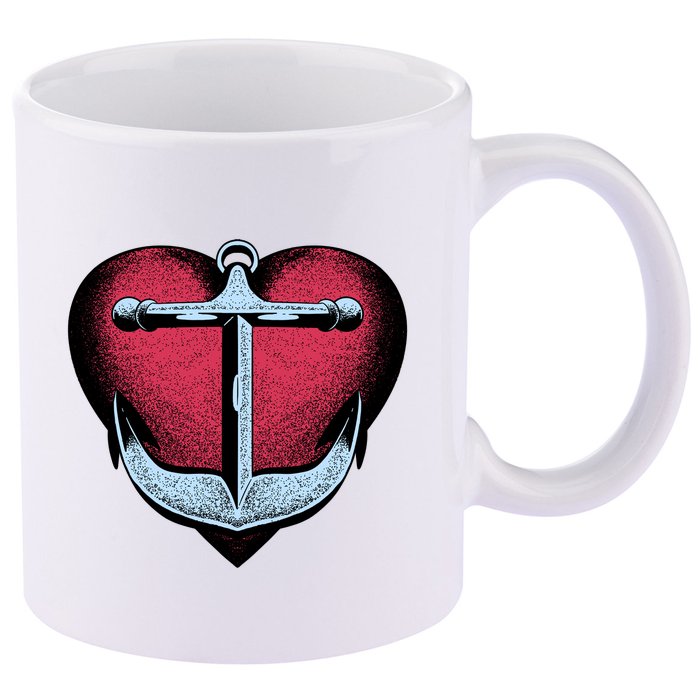 Heart Anchor Cute Gift 11oz C Handle Ceramic Mug