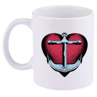 Heart Anchor Cute Gift 11oz C Handle Ceramic Mug