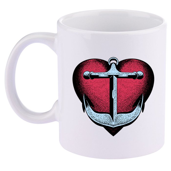 Heart Anchor Cute Gift 11oz C Handle Ceramic Mug