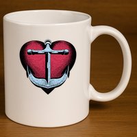Heart Anchor Cute Gift 11oz C Handle Ceramic Mug