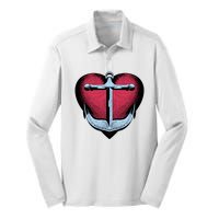 Heart Anchor Cute Gift Silk Touch Performance Long Sleeve Polo